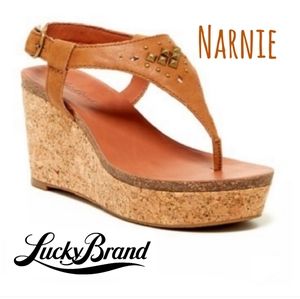 Narnie Cork Wedge Platform Thong Leather Sandals